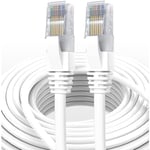 15m Cat7 Câble Réseau Ethernet RJ45, lan/wlan Câble Cat 7 Paire Torsadée Blindée sftp 100% Cuivre, Câble Rond, Blanc (15M) - Elfcam