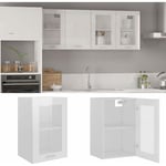 Armoire en verre suspendue Armoire de cuisine Meuble haut Cuisine Blanc brillant 40x31x60 cm Aggloméré 89098