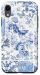 iPhone XR Vintage Blue Toile French Wildflower Floral Pattern Case