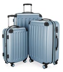 HAUPTSTADTKOFFER - Spree - Set de 3 valises, Bagages rigides, ABS, TSA, extensible, extra léger, 4 roues, (S M & L), bleu piscine