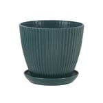 Pot de fleur rond en plastique succulent,jardinières à rayures verticales,double couche,bonsaï,maison,bureau,décor de bureau - Type Dark green-XXL