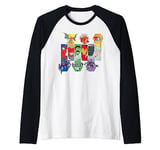 Marvel Mech Strike: Mechasaurs Avengers Heroes and Mechs Raglan Baseball Tee