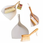 ECONATURAL by York Small Eco Natural Shovel and Broom, 34 x 25 x 7 cm, Bamboo Dustpan Set, Broom with Attractive Handle, Dustpan Fixed on the Floor, Brown and White, 4062140-001740