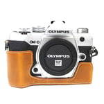 Olympus O-MD E-M5 Mark III kestävä nahkainen puolikas kotelo - Ruskea