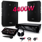 PACK SONO 4400W DJ PA Set BAR CLUB DISCO15B + Ampli AX3000 MyDj + Table de Mixage USB MP3 + Micro Casque Câbles