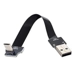 Cablecc Câble coudé USB 2.0 type A mâle vers micro USB mâle 5 broches mâle FPC plat pour FPV, disque et téléphone 50 cm