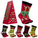 The Grinch Socks Men Multipack Calf Length Socks Teenagers Soft Breathable Funny Cute Christmas Gifts Secret Santa Stocking Stuffers (Red)