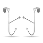 2 x STRONG OVER THE DOOR HOOKS Hangers Clothes Coat Rack Hook Hanger Chrome UK