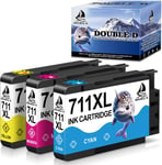 711Xl Cartouche D'Encre Compatible Pour Cartouche Hp 711 Pack Cz130A Cz131A Cz132A Pour Traceurs Grand Format Hp Designjet T120 T520 T100 (1 Cyan, 1 Magenta, 1 Jaune)[DYJ074157]