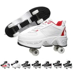 JZIYH Patins à roulettes de Déformation,Rollers en Ligne pour Enfants,Rollers Quad,Chaussures Sport Fille,Roller Shoe