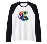 Splash Art Vintage Telephone Landline Dial Raglan Baseball Tee