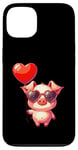 Coque pour iPhone 13 Saint Valentin Amour Porcinet Cœur Amoureux Ballon Lunettes de soleil