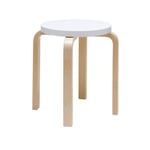 Artek - Pall E60, 4 ben, Klarlackade ben, Lackad vit sits - Jakkarat - Alvar Aalto - Valkoinen - Puu