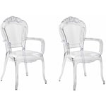 Beliani - Set 2 Chaises Transparentes en Plastique avec Accoudoirs Design Rétro et Glamour Tendance pour Salle à Manger Traditionnelle ou Vintage