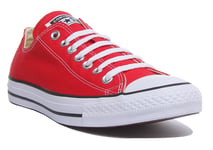 Converse All Star Ox Mens Low Top Canvas Trainers In Red Size Uk 7 - 12