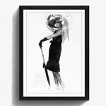 Arty Pie Framed Print Black A2 (24.5x18 Inch) Audrey Hepburn (1) V3, Wood, Multi-Colour, 60 x 42 x 2 cm