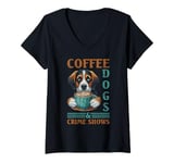 Womens Coffee Dogs And Crime Shows V-Neck T-Shirt