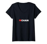 Womens Love Chain - Heart V-Neck T-Shirt