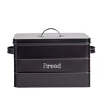 Bread Bin Storage Kitchen Loaf Roll Food Box Retro Home Container Black