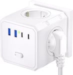 8 En 1 Multiprise Usb Cube Sans Fil 4000W 16A 4 Prises Ac 2 Usb 2 Type C Prise Multiple Murale Usb Chargeur Avec Interrupteur