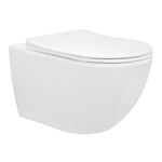 Toilette WC suspendu sans bride céramique abattant softclose en duroplast blanc