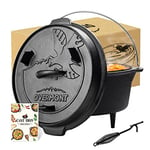 Overmont Dutch Oven Marmite Fonte Four Néerlandais avec Lève-couvercle pour Camping, Cuisson Barbecue