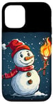 Coque pour iPhone 12/12 Pro Bonhomme de neige amusant avec torche pour aventures garçons et filles