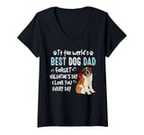 Womens St Bernard Best Dog Dad Valentines Day Funny Puppy V-Neck T-Shirt