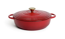 Ability Habitat 4 Litre Cast Iron Shallow Casserole Dish - Red