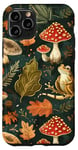 Coque pour iPhone 11 Pro Vert classique Paisley mignon Cottagecore Grenouille et champignon