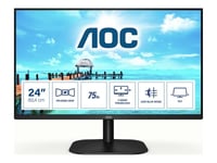 AOC 24B2XH/EU - Écran LED - 24" (23.8" visualisable) - 1920 x 1080 Full HD (1080p) @ 75 Hz - IPS - 250 cd/m² - 1000:1 - HDMI, VGA - noir