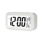 Jsdoin Réveil Numérique, Alarm Réveil LED avec Température, Fonction Snooze, 12/24H Conversión, du Calendrier, pour Chambre à Coucher, Bureau, Cuisine(la Batterie)