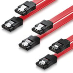 deleyCON 3x 0,5m SATA III Câble de Données HDD SSD Câble de Raccordement Câble de Connexion Un Clip en Métal 6 Gb/s 2 Fiches Droites de Type L - Rouge