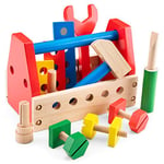 New Classic Toys Wooden Tool Kit Educational Toys and Color Perception Toy for Preschool Age Toddlers Boys Girls ref 0550