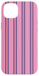 Coque pour iPhone 14 Plus Rose Bleu Marine Rouge Rayé Girly Esthétique Preppy Stripe