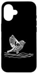 Coque pour iPhone 16 Line Art Oiseau et Ornithologue Pin Siskin