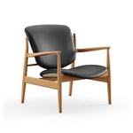 House of Finn Juhl - France Chair, Dark oiled oak, Leather Group 2 Nevada, NV0500S Black - Lenestoler - Finn Juhl - Tre farget,Svart - Lær/Tre