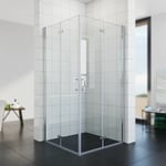 Cabine de douche 90x90 accès d'angle Porte de douche pliante 180° Cabine de douche pliante Verre nano 6mm H:195cm - Sonni