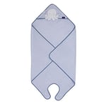 Clevamama Tablier en bambou pour bébé, Serviette de bain avec capuche pour nouveau-né, bébés et tout-petits en bambou ultra doux, absorbant, pour garçons et filles 0-4 ans – Bleu, 98x98 cm 3532