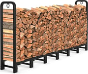 244cmx122cmx35,6cm Support de bûches en bois de feu extérieur pour cheminée Supports de bois de chauffage robustes Porte-bûches en métal Empileur de bois en acier Outils extérieurs Noir