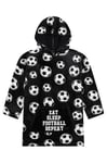 ThePyjamaFactory Boys Eat Sleep Football Black and White Fully Lined Luxury Fleece Hoodie, Oversized Fleece Blanket Hoody For Kids (7-13 Years)