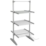 Rediffusion 3-Tier Heated Clothes Airer, 36 Heated Rails, 21m Hanging Space, 15kg Weight Capacity, Indoor Airer, Energy Efficient, 147 x 73 x 70cm - REDH08, Silver