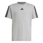 adidas Unisex Kids Essentials 3 Stripes T-Shirt, Medium Grey Heather/Black, 11-12 Years