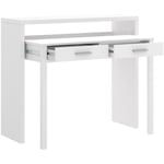 Pegane - Console Extensible Bureau coloris blanc brillant - Longueur 99 x Profondeur 36 x Hauteur 88 cm