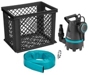 Gardena Kit anti-innondations 10500: pompe submersible de débit 10500 l/h, fonctionnement automatique, filtre à particules jusqu’à 25 mm, avec raccord de tuyau et coffre de rangement, 400 W (9009-47)