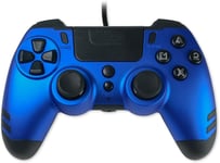 Metaltech,Manette De Jeu Filaire,Gamepad Avec Double Système De Vibration,Sortie Casque Audio (Jack),Compatible Avec Ps4,Compatible Avec Ps3 Et Compatible Avec Pc - Bleue