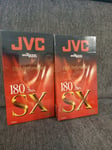 2 JVC E-180 SX Blank VHS Video Tapes High Performance 3 Hours Unused