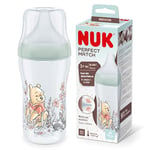 Biberon NUK Perfect Match, 3+ mois, S’adapte au palais de bébé, Contrôle de la température, Évent anti-coliques, 260 ml, Sans BPA, TÉTINE M en silicone, Disney Winnie l’Ourson