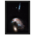 Hubble Space Telescope Image Colliding Galaxy Pair ARP 142 Spiral NGC 2936 Interacting With Elliptical NGC 2937 Art Print Framed Poster Wall Decor