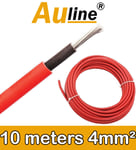 10m of Red 4mm2 Solar Cable Wire for Panels PV DC AC Rated 10 meters Auline